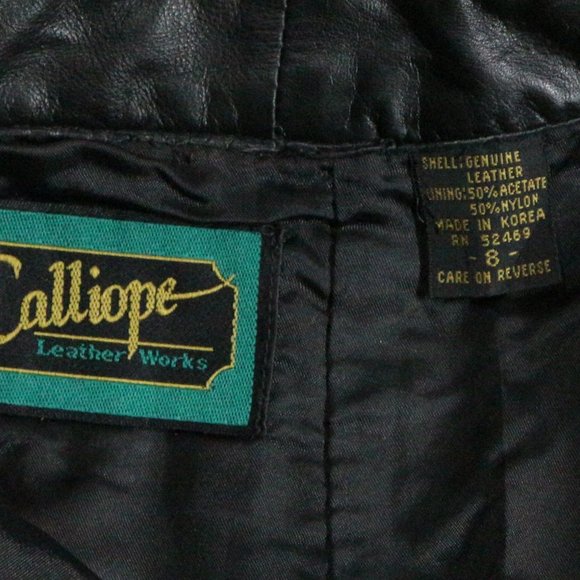 VTG CALLIOPE Leather Works A-Line Rear Slit Skirt Sz 8 - Picture 4 of 13